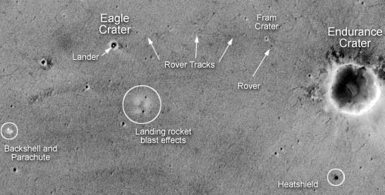 Vue d'Opportunity par MGS - NASA/JPL/MSSS